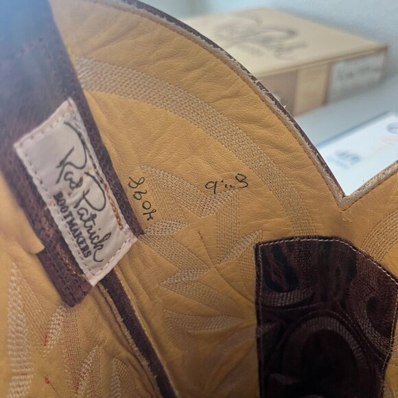 Rod Patrick Mens Cowboy Boots 9.5B Perro Loco Brown Leather Western Square Toe - Picture 11 of 14